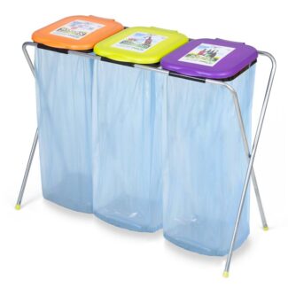 recycle bin rack simple low cost foldable for recycling triple