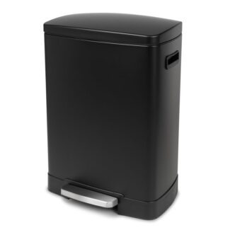 waste bin 50 liter for kitchen decorated rectangular pedal silenced closing metalic black