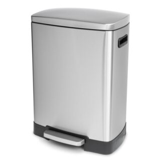 waste bin 50 liter for kitchen decorated rectangular pedal silenced closing metalic nickel