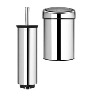 סט לשירותים לבן עם פח נתלה Brabantia: פח טאץ נתלה 3 ליטר - B141