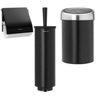 סט לשירותים שחור מט עם פח נתלה Brabantia: פח טאץ נתלה 3 ליטר - B149