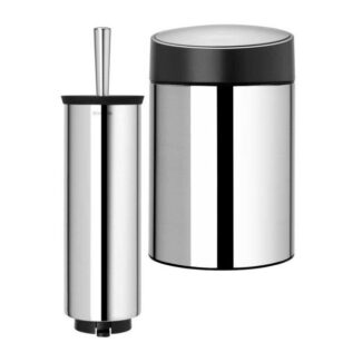 סט לשירותים מבריק עם פח נתלה Brabantia: פח סלייד נתלה מבריק 5 ליטר - B140